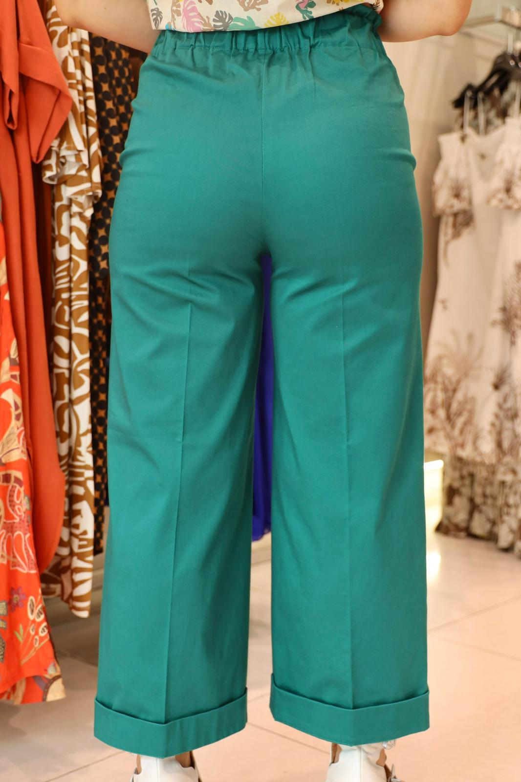 smc r pantalone verde cotone risvolto