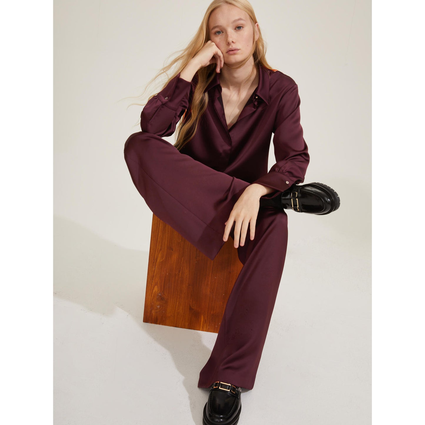 Emme Marella - Pantalone Wide Leg Satin - ERMANNA