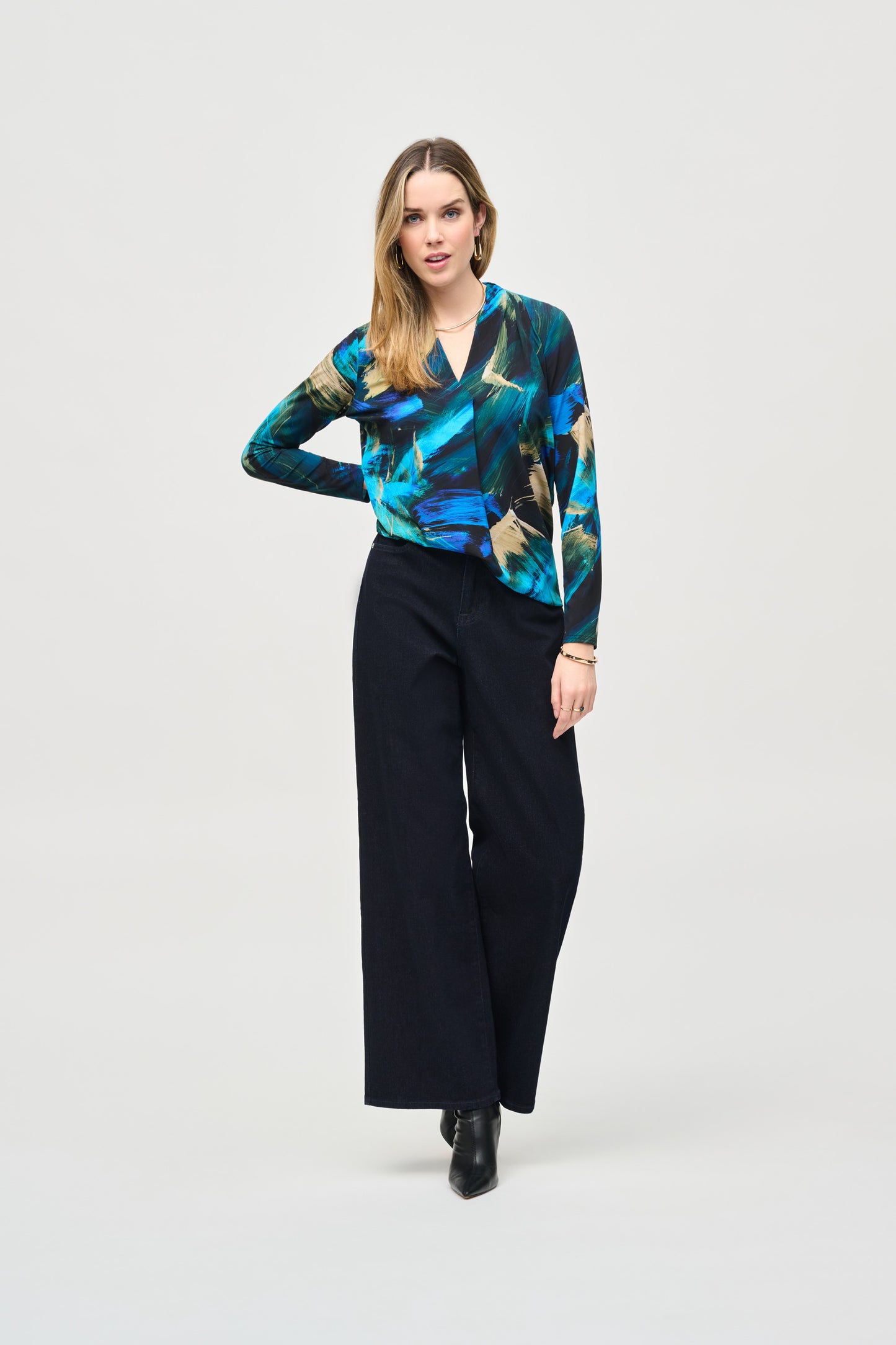 Joseph Ribkoff - Top Maglia di Seta Astratto - 243293