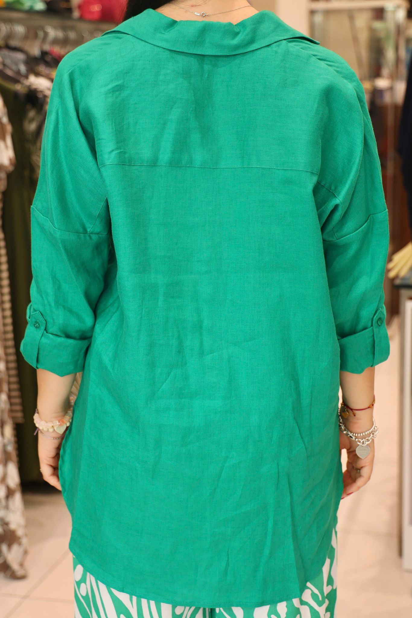 Pomodoro - Camicia in Lino Verde Meadow - 9059593