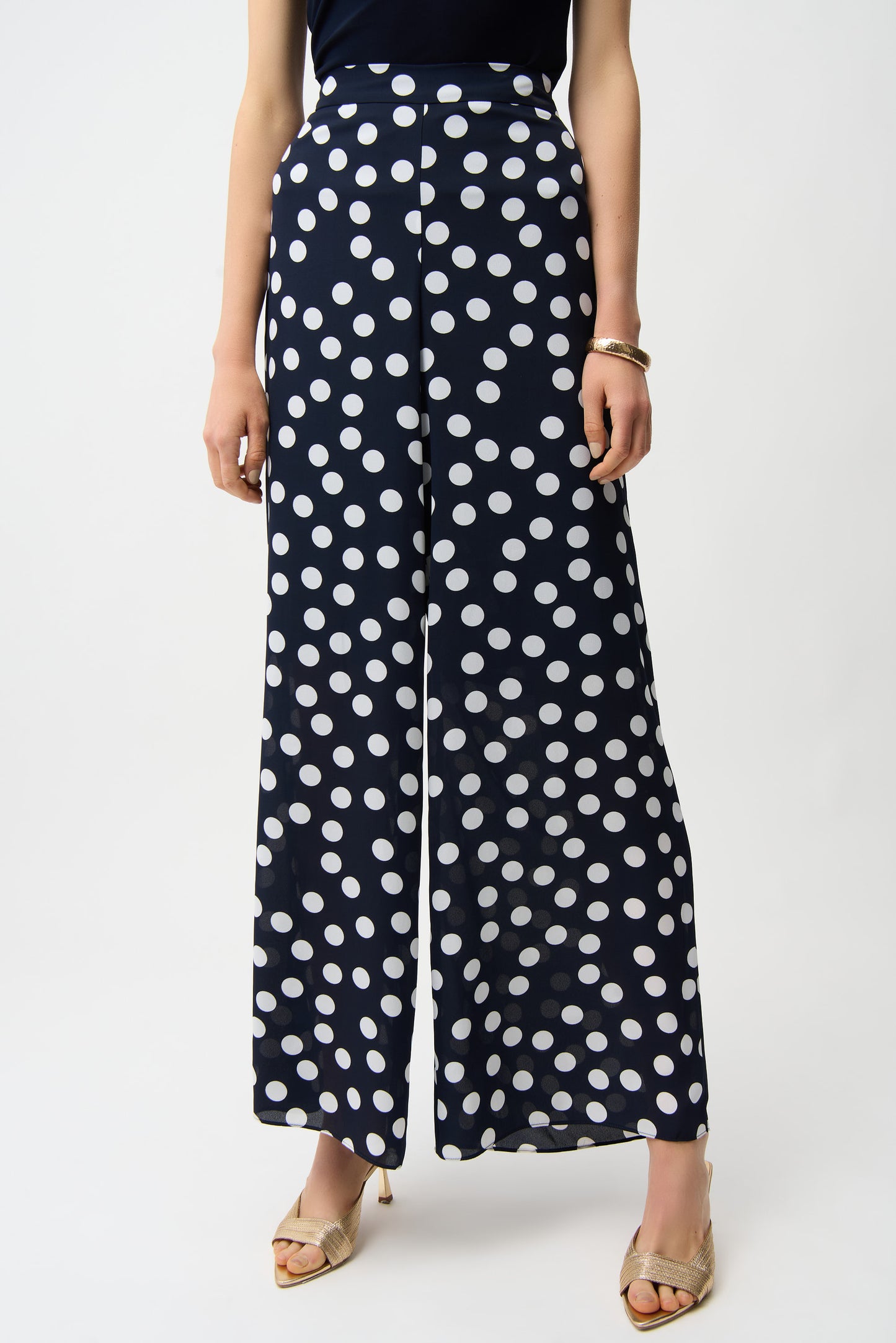 Joseph Ribkoff 261305 229 Pantaloni a gamba larga in georgette con stampa a pois
