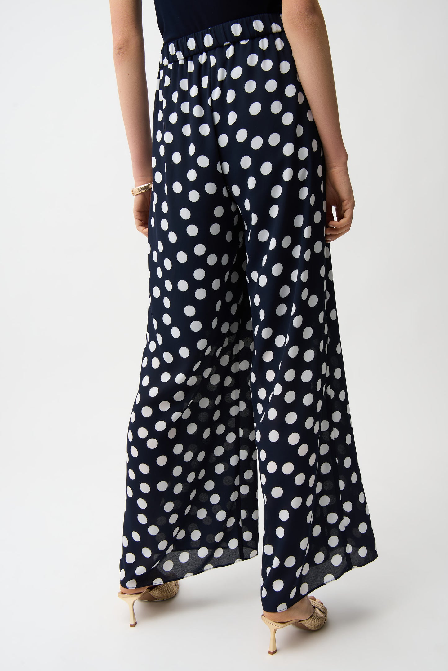 Joseph Ribkoff 261305 229 Pantaloni a gamba larga in georgette con stampa a pois