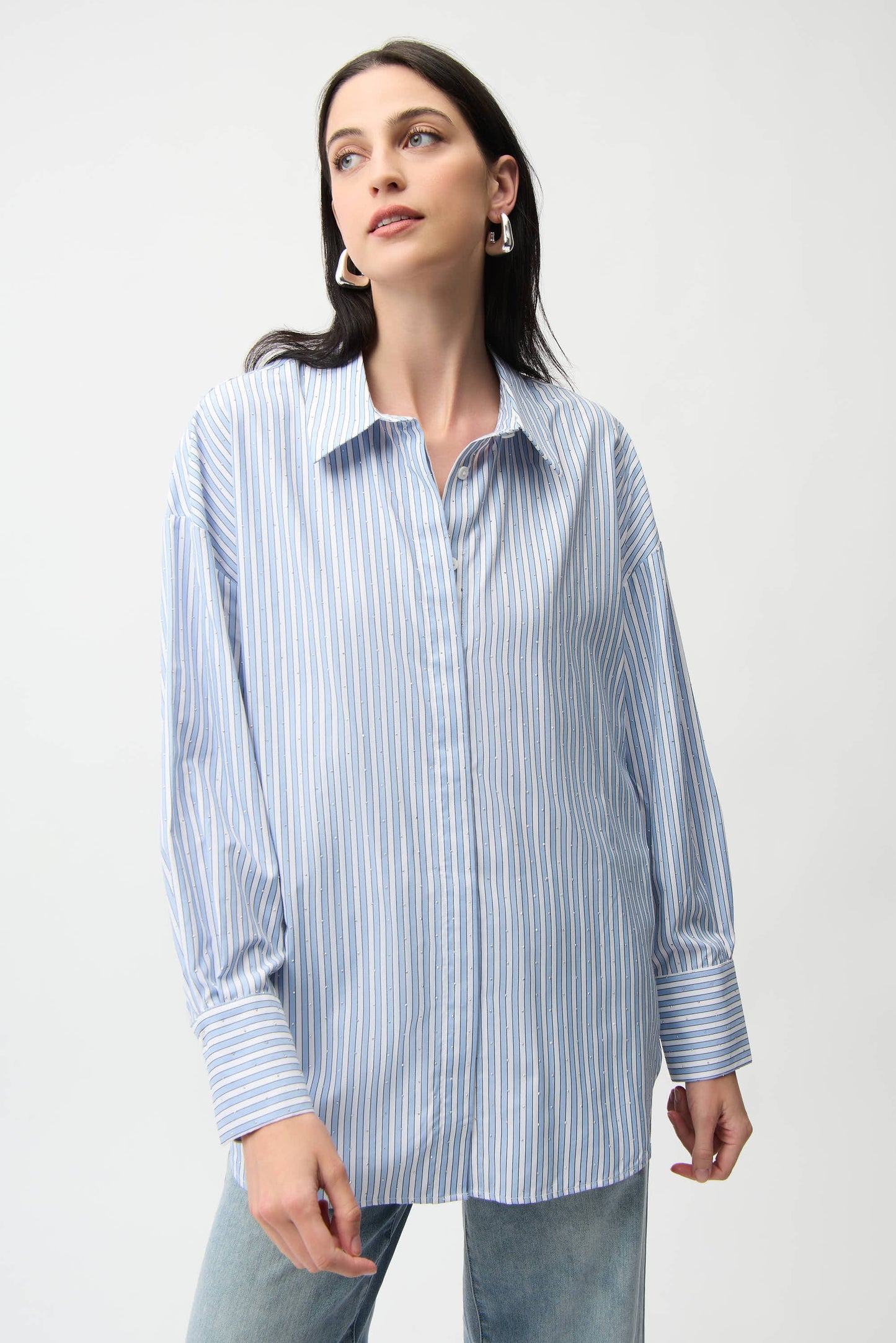 Joseph Ribkoff 261931 3801 Blusa squadrata in Tencel con stampa a righe