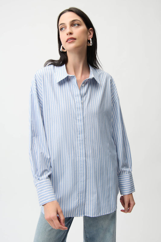 Joseph Ribkoff 261931 3801 Blusa squadrata in Tencel con stampa a righe