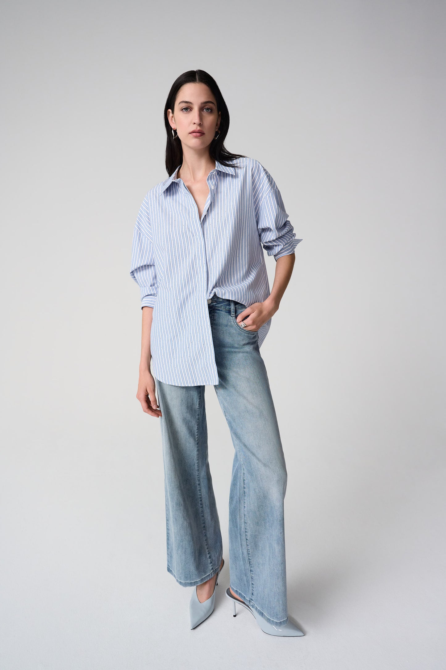 Joseph Ribkoff 261931 3801 Blusa squadrata in Tencel con stampa a righe