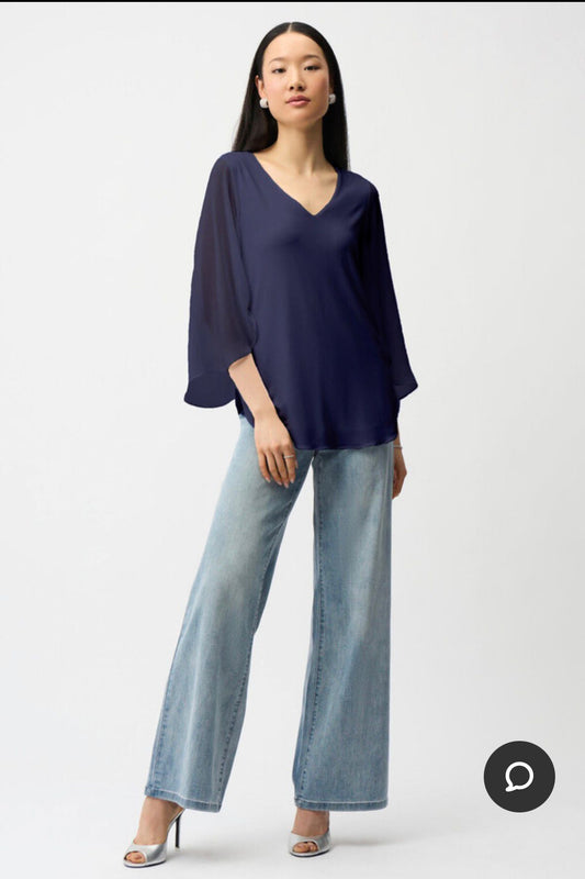 Joseph Ribkoff - Casacca in Maglia Effetto Seta con Maniche in Chiffon - 261183