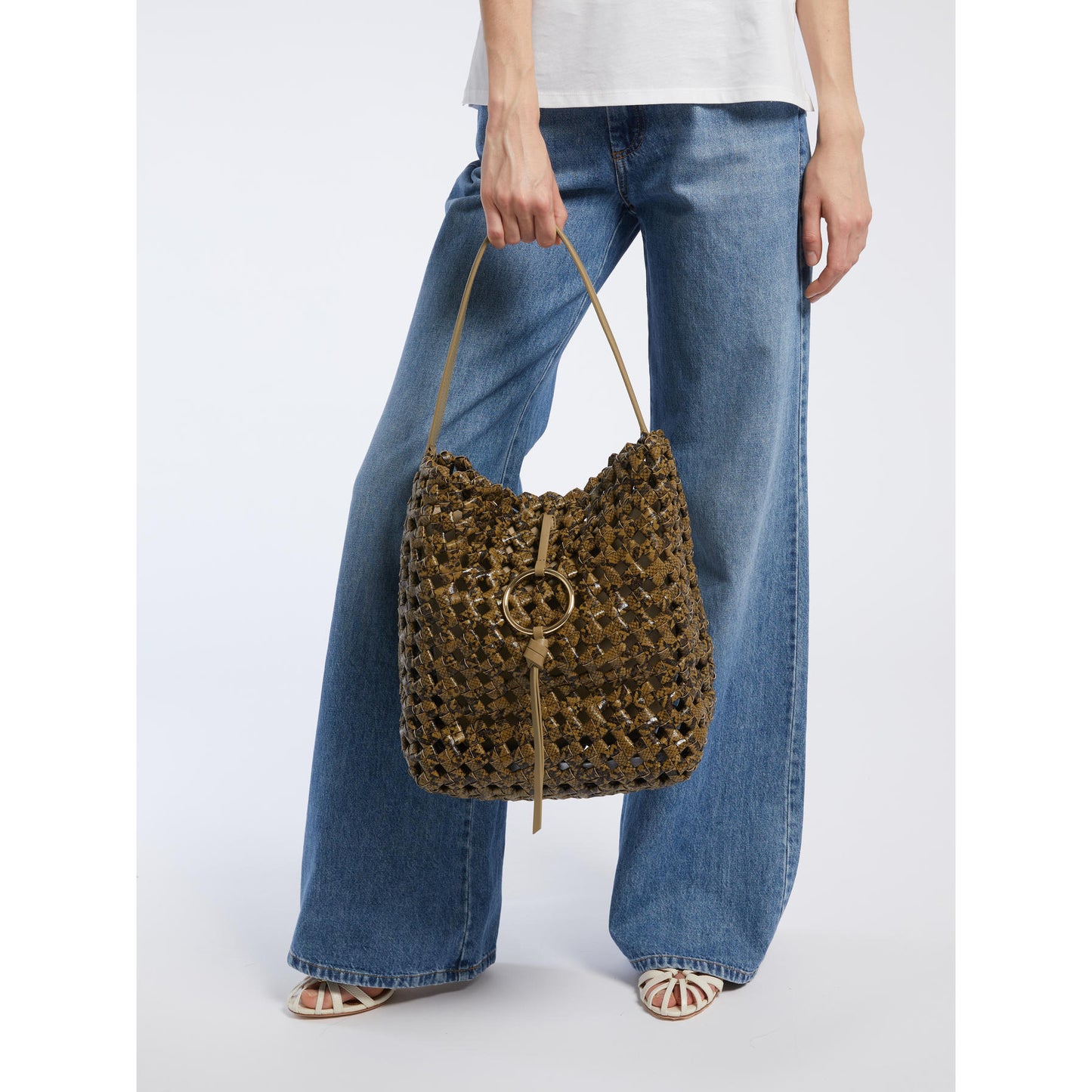MARELLA Accessori 2 MLAOTTICO Borsa grande con stampa pitone intrecciato  KAKI