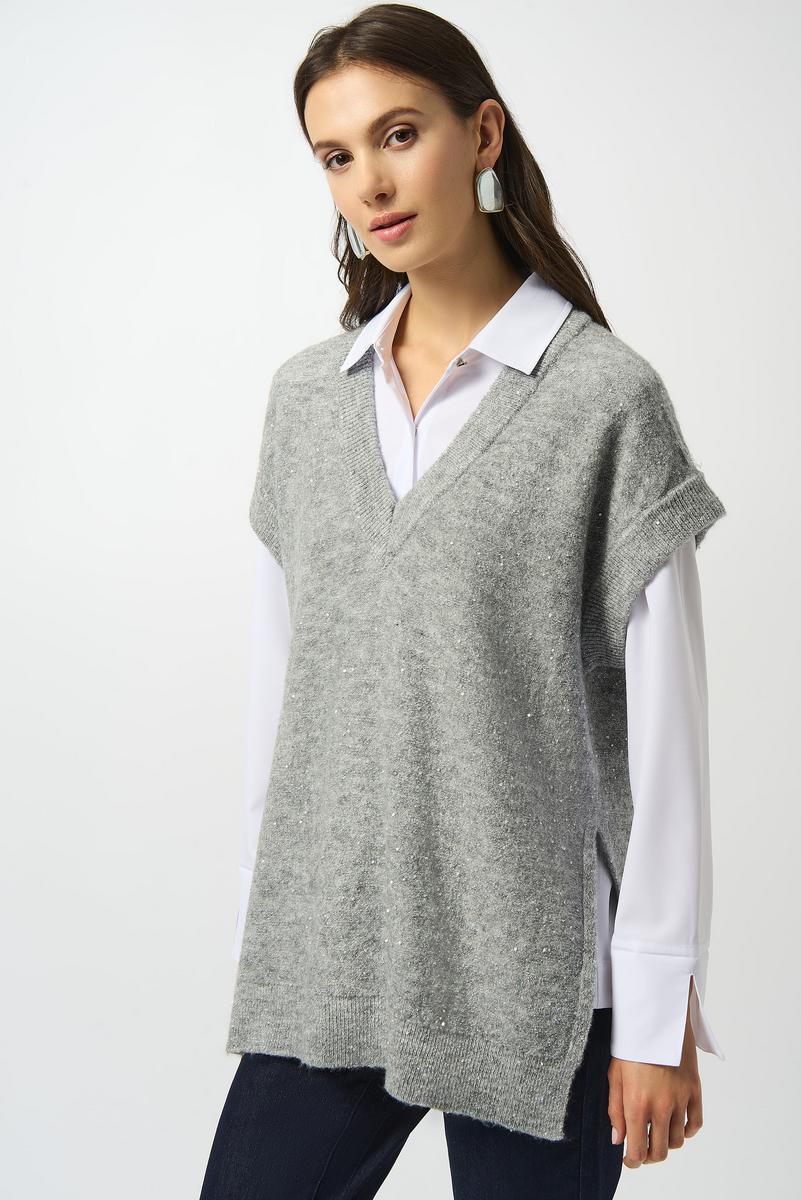 Joseph Ribkoff - Gilet Longline Grigio Melange - 7845569