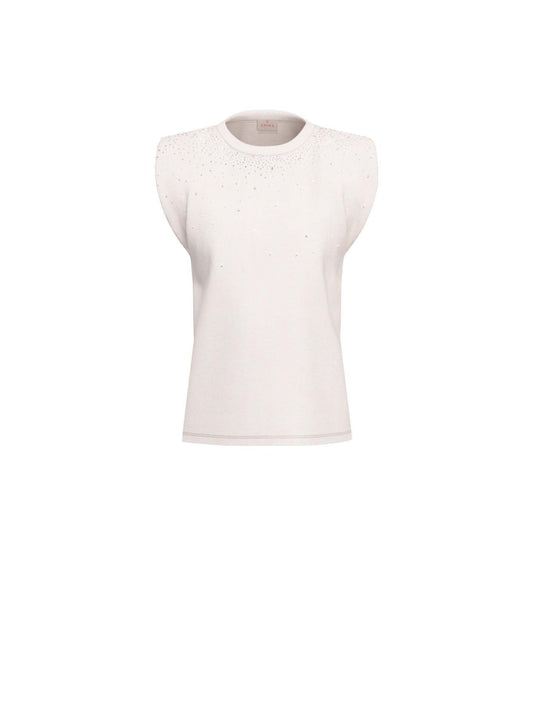 EMME MARELLA 1 EMMUTOPIA T-shirt smanicata con cristalli  BIANCO