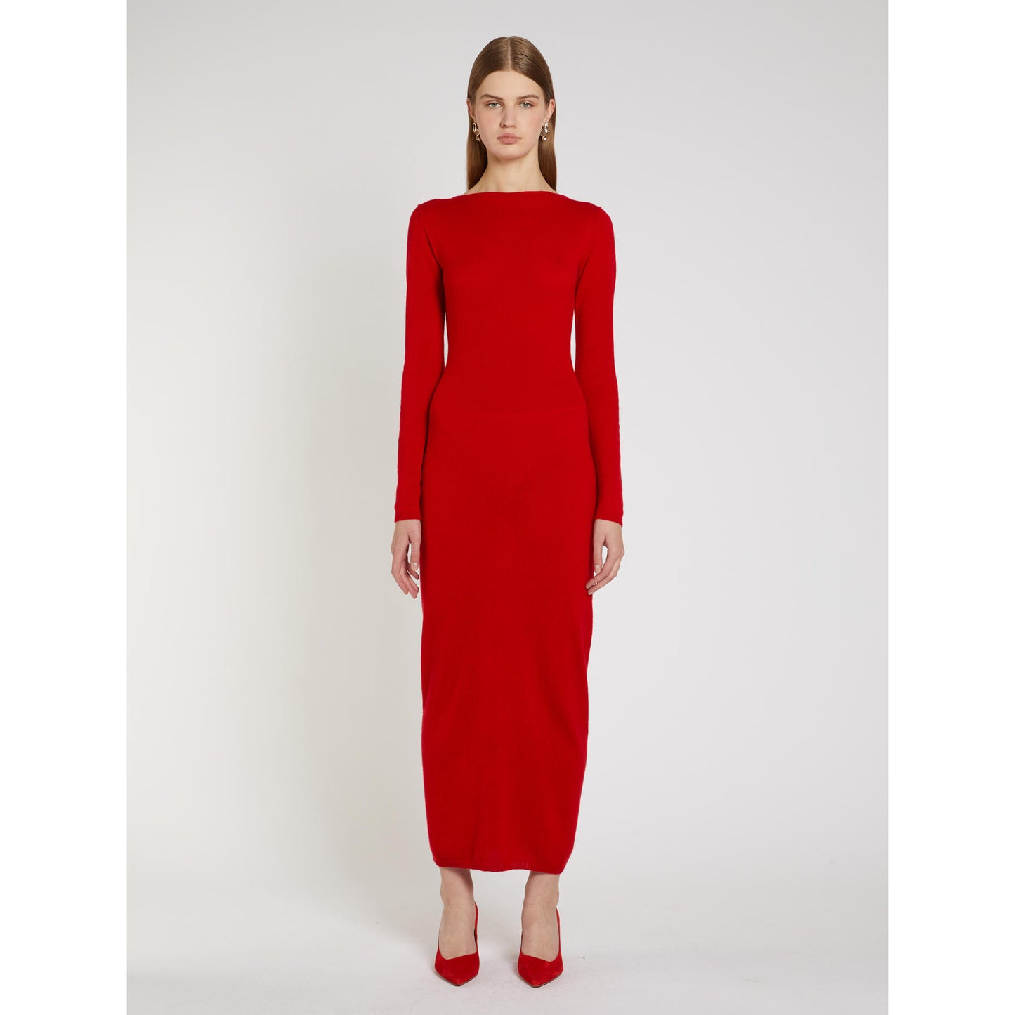 Marella ART.365 - Abito in Puro Cashmere Rosso con Scollo a Goccia - 9544007