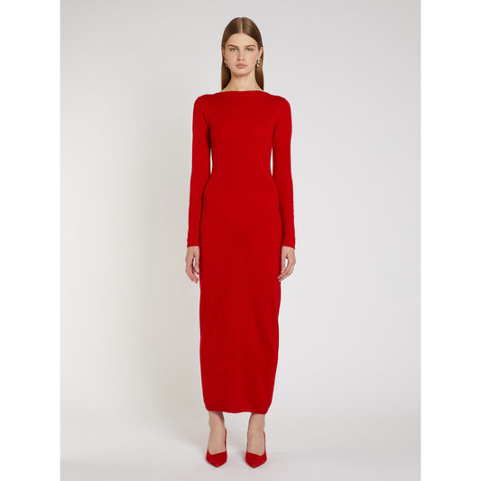 Marella ART.365 - Abito in Puro Cashmere Rosso con Scollo a Goccia - 9544007