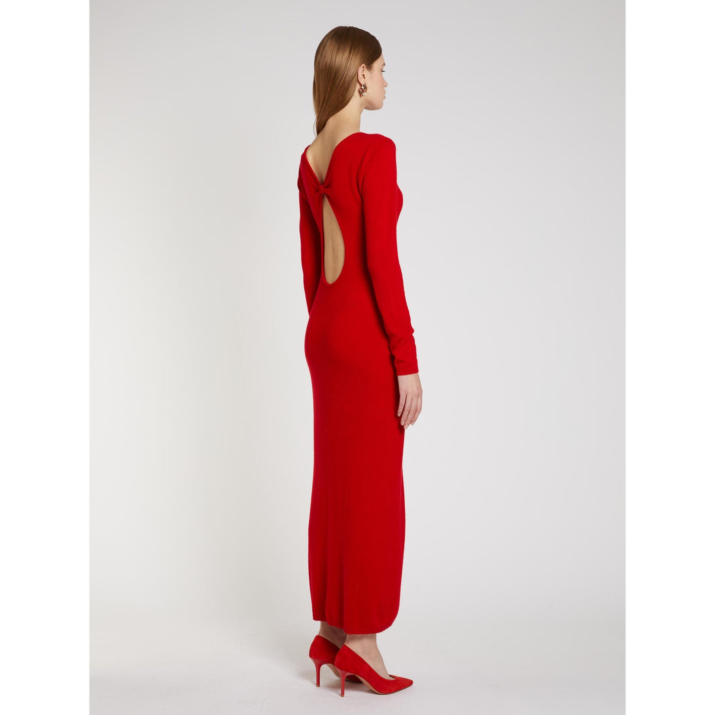Marella ART.365 - Abito in Puro Cashmere Rosso con Scollo a Goccia - 9544007