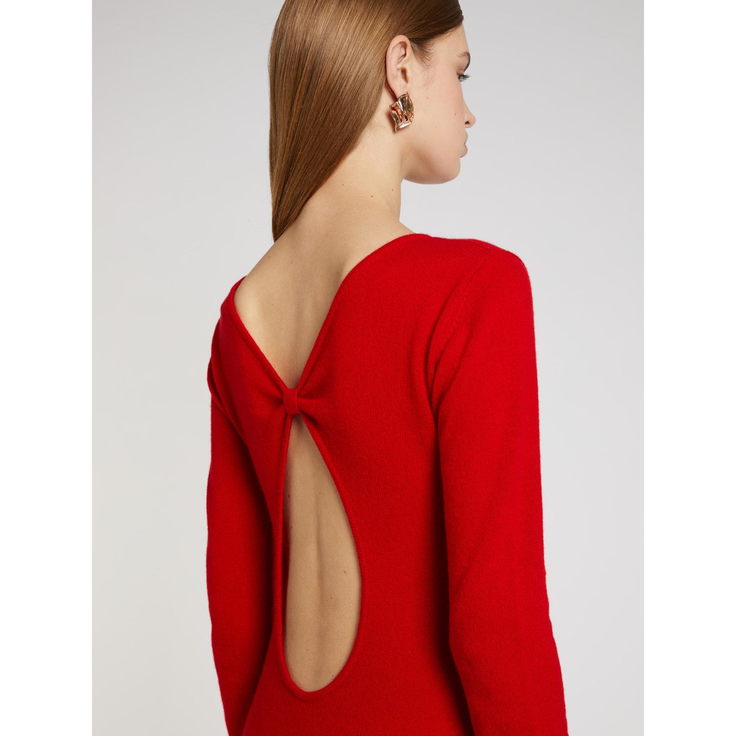Marella ART.365 - Abito in Puro Cashmere Rosso con Scollo a Goccia - 9544007
