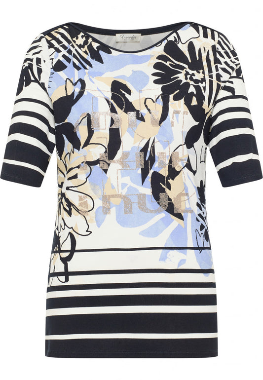 Lebek Fashion - Maglia m/m Bianco e Blu - 7614